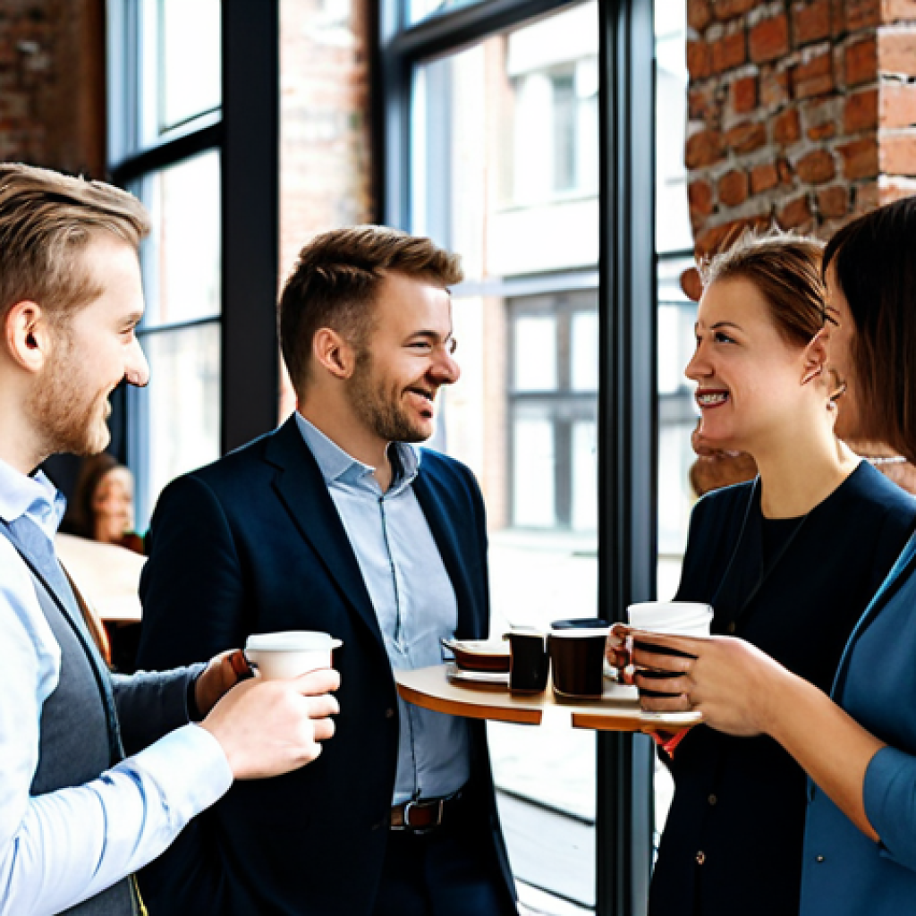 코워킹 커뮤니티의 리더십 개발 - Networking Event**

"A diverse group of professionals, fully clothed in business casual attire, netw...