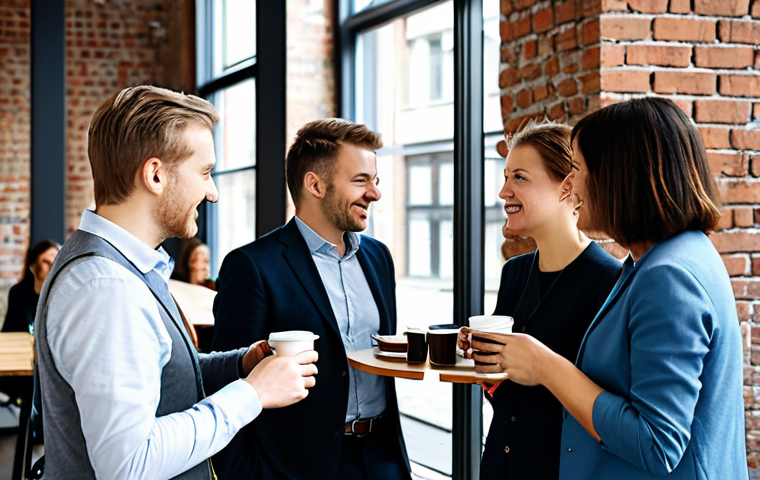 코워킹 커뮤니티의 리더십 개발 - Networking Event**

"A diverse group of professionals, fully clothed in business casual attire, netw...