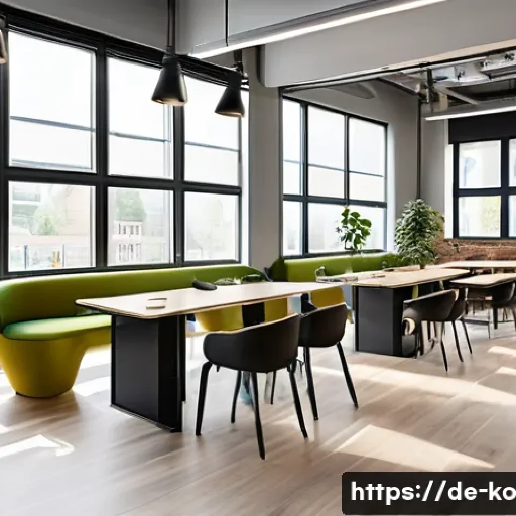 코워킹 스페이스의 자원 관리 방법 - A modern coworking space interior showcasing flexible booking systems in use: people of diverse back...