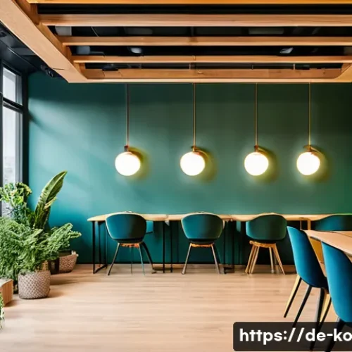 Home 32 코워킹 스페이스의 고객 경험 개선 방안 - A bright, modern coworking space interior in a German city, featuring large floor-to-ceiling windows...